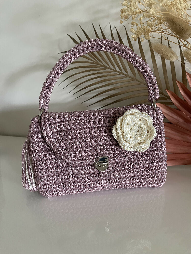 Mum & Daughter Crochet Purse Set, Flower Brooch + Tassel, Special Occasion Gift