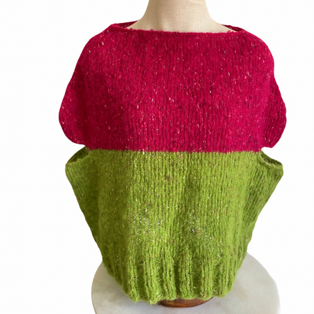 Super light Pink & Green Alpaca Slipover