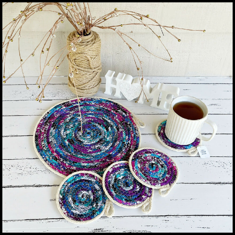 Home Decor Table Mat/Trivet & Coaster Set - Marble Look