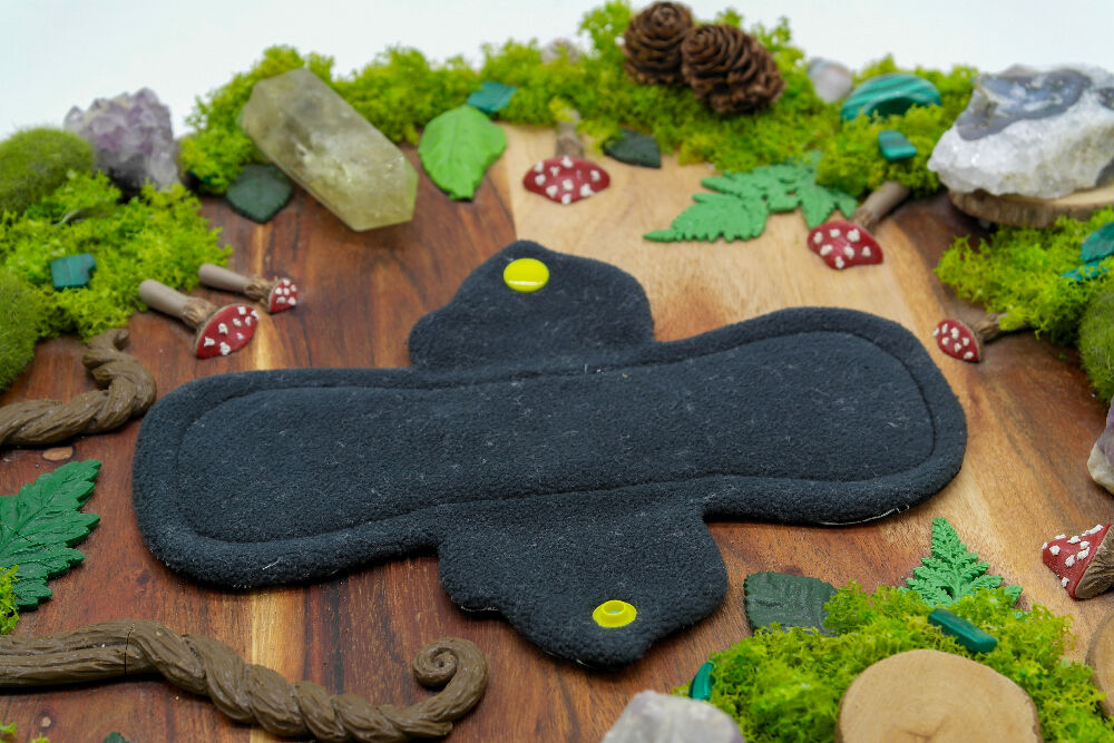 dig the flow reusables reusable cloth pad australian handmade maz made space ocean mushroom cotton lycra black black chemistry tubes cotton unique one-of-a-kind mishmash menstrual health business - softshell waterproof backer