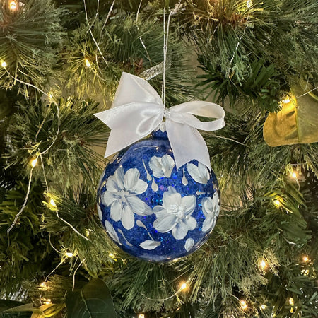 Glass Christmas Bauble Ornament, Hand Painted, Unique Gift