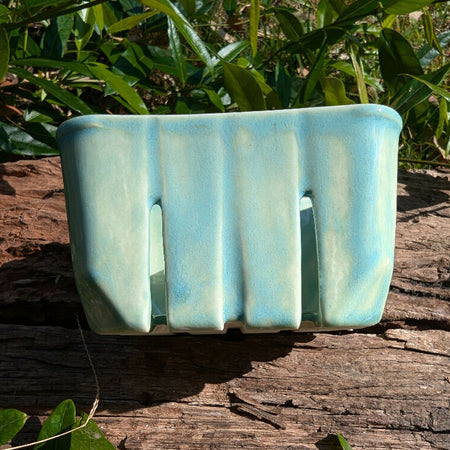 Ceramic Strainer Colander Berry Display Bowl Glazed in Ice Green