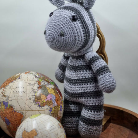 Handmade crochet zebra plush toy
