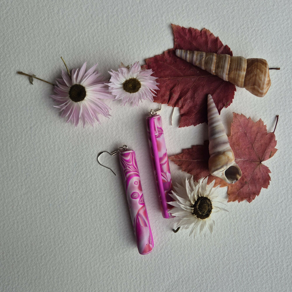 Pretty in Pink Hoop and Dangle Earrings and Bangle