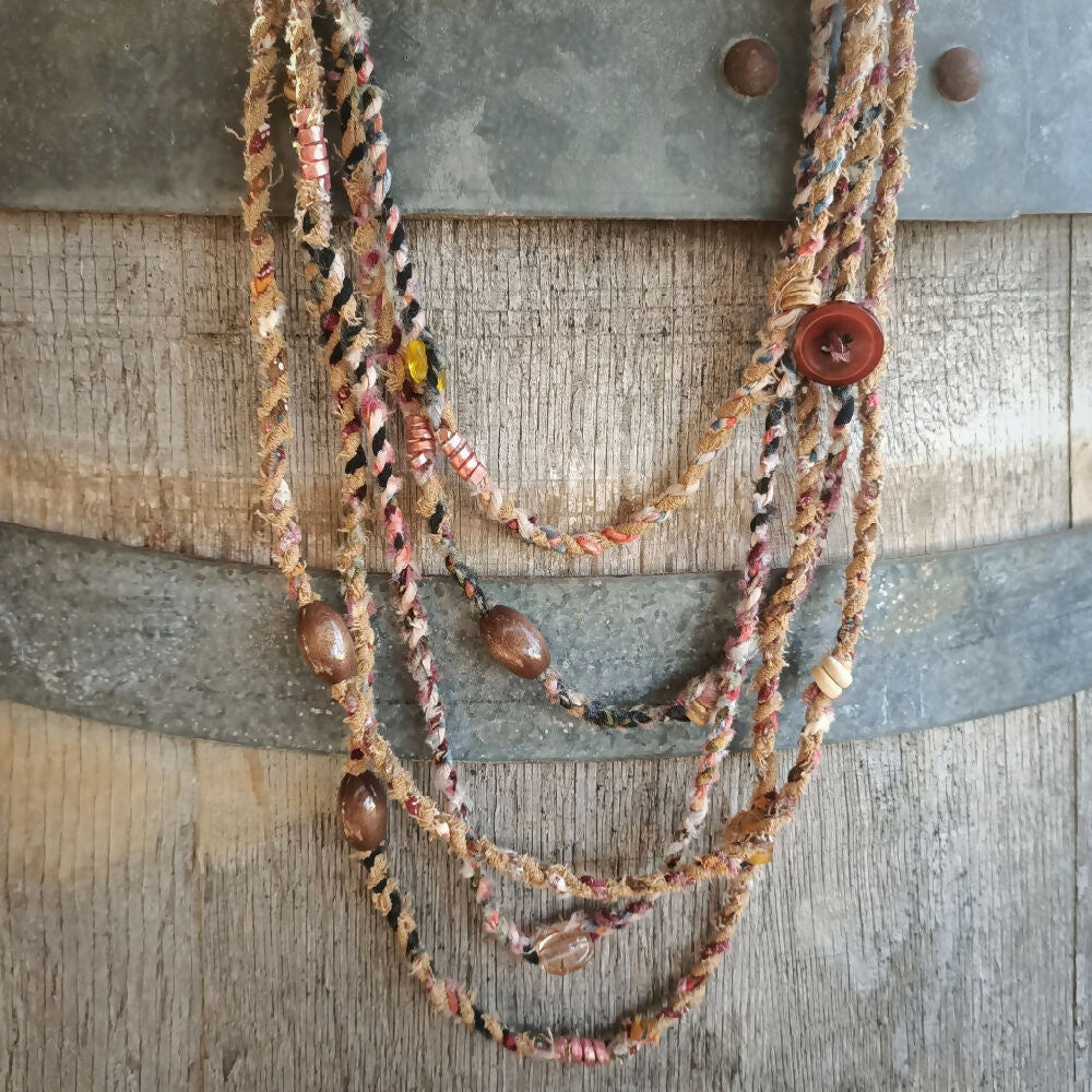 handmade cordage boho necklace earthy close
