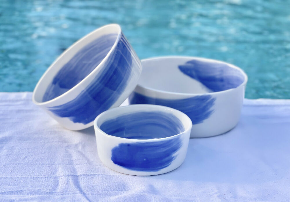 Australian Ceramic Pottery Artist Ana Ceramica Home Decor Kitchen and Dining Servingware Wabi Sabi Porcelain Nesting Bowls Set of 3 Australian Handmade