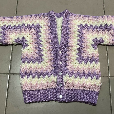 Crochet hexi cardigan pastel pink and purple