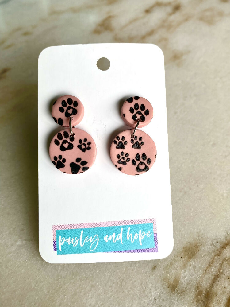 Polymer Clay Dangles - Paw Print