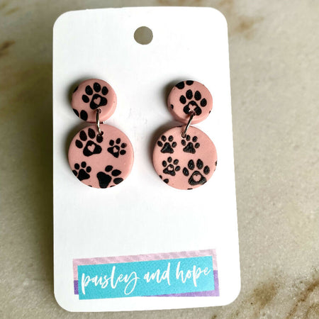 Polymer Clay Dangles - Paw Print