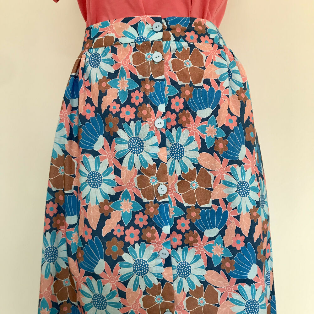 Ashlee Skirt - Coral and Cobalt floral