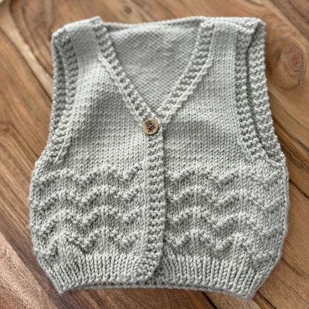 Hand knitted chevron vest 0-3 months