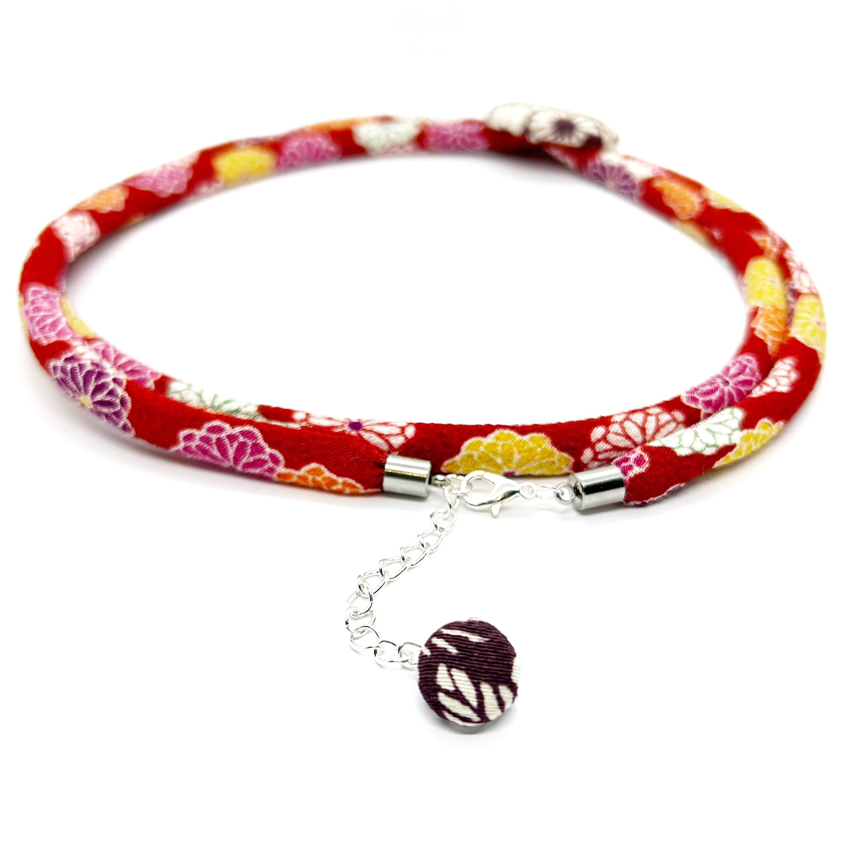 Kimono Cord Necklace - Purple Blossom