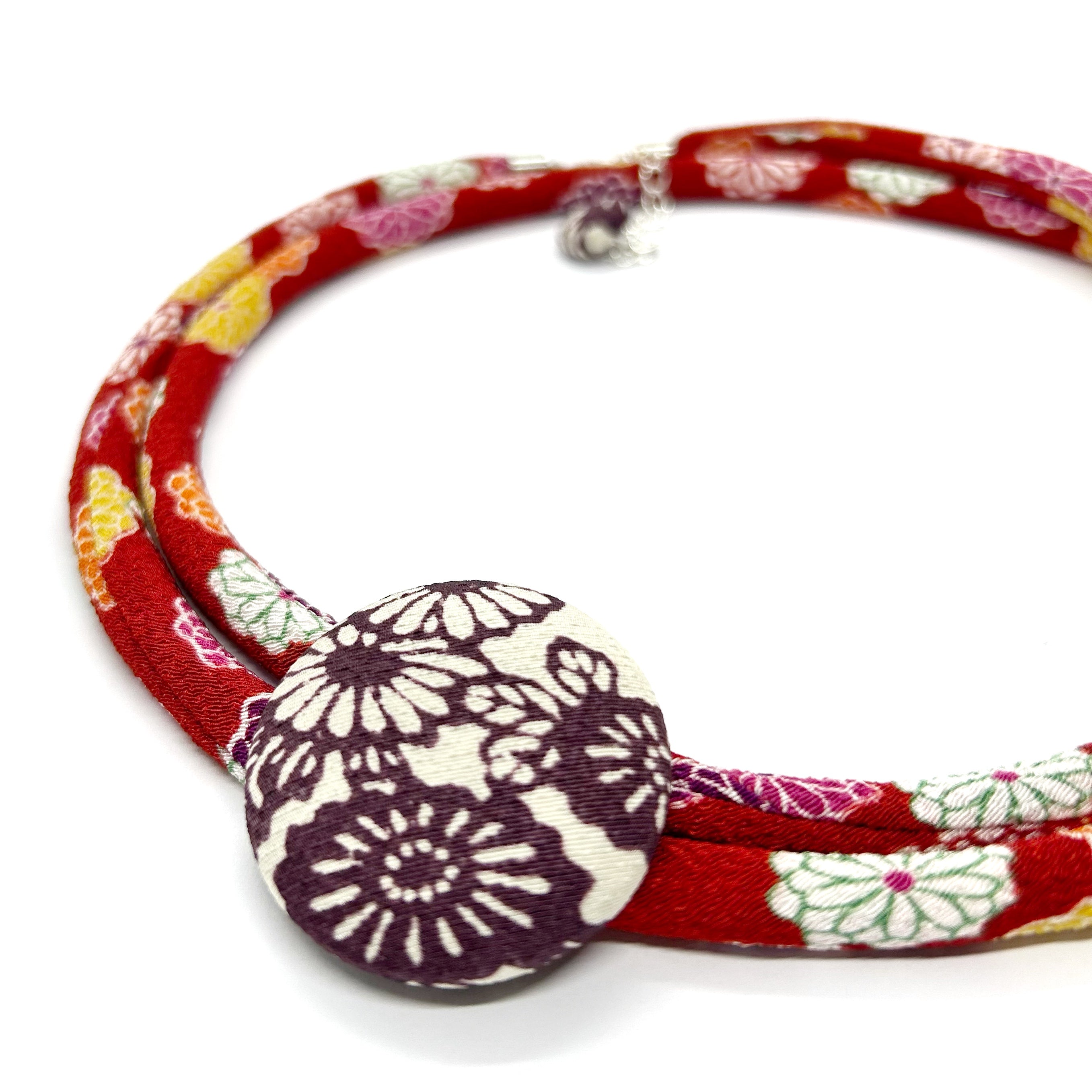 Kimono Cord Necklace - Purple Blossom