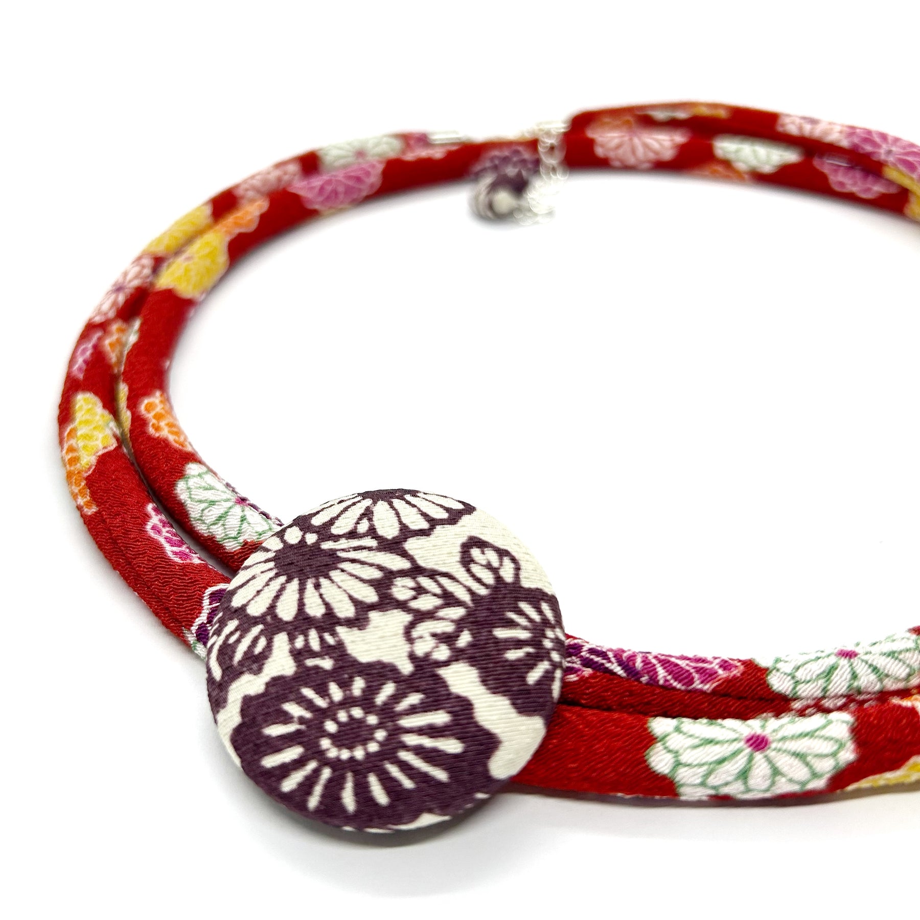 Kimono Cord Necklace - Purple Blossom