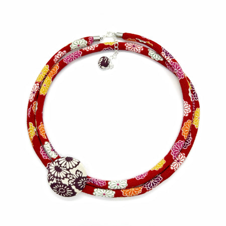 Kimono Cord Necklace - Purple Blossom