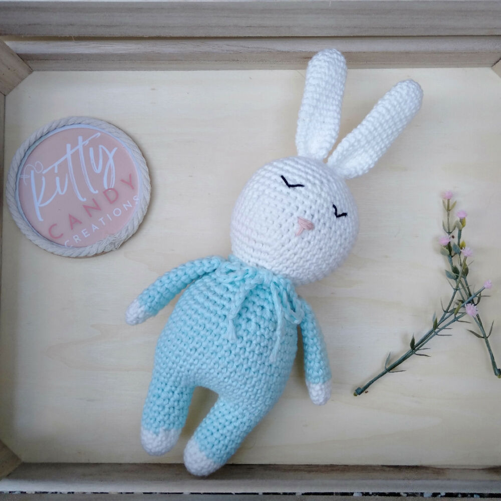 Crochet Sleeping Rabbit - Aqua