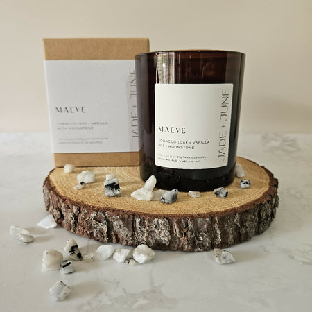 MAEVE CANDLE | Tobacco Leaf + Vanilla with Moonstone