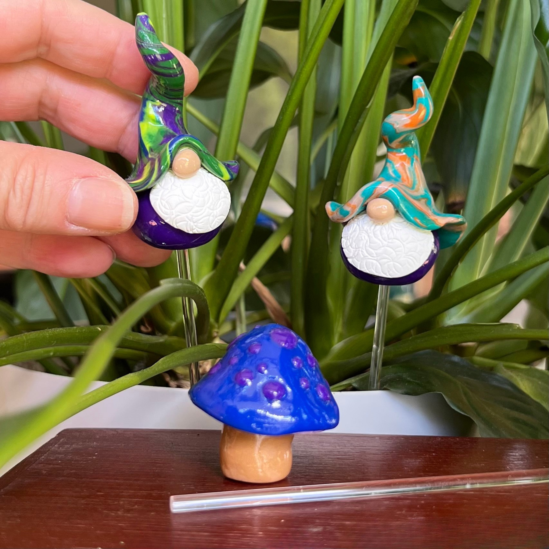 Whimsical gnome/toadstool trio - Egil & Kelby