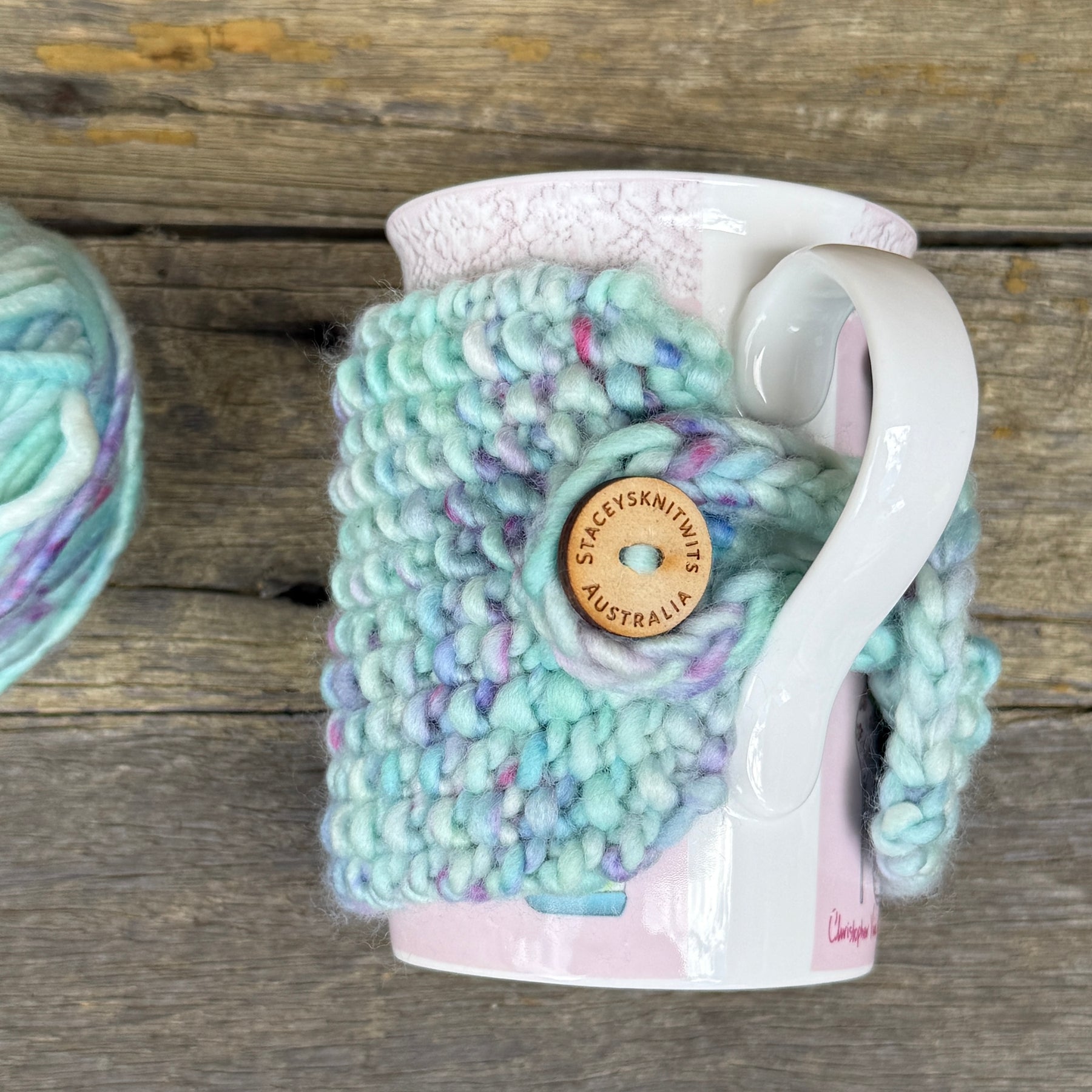 Hand Knitted Coffee Cozy, Mug Rug, Cup Cosy Merino