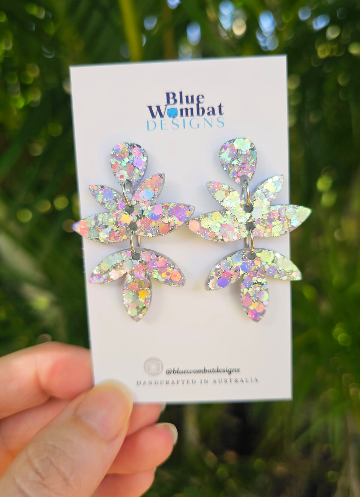 Resin Sparkle Glitter Handmade Dangle Earrings
