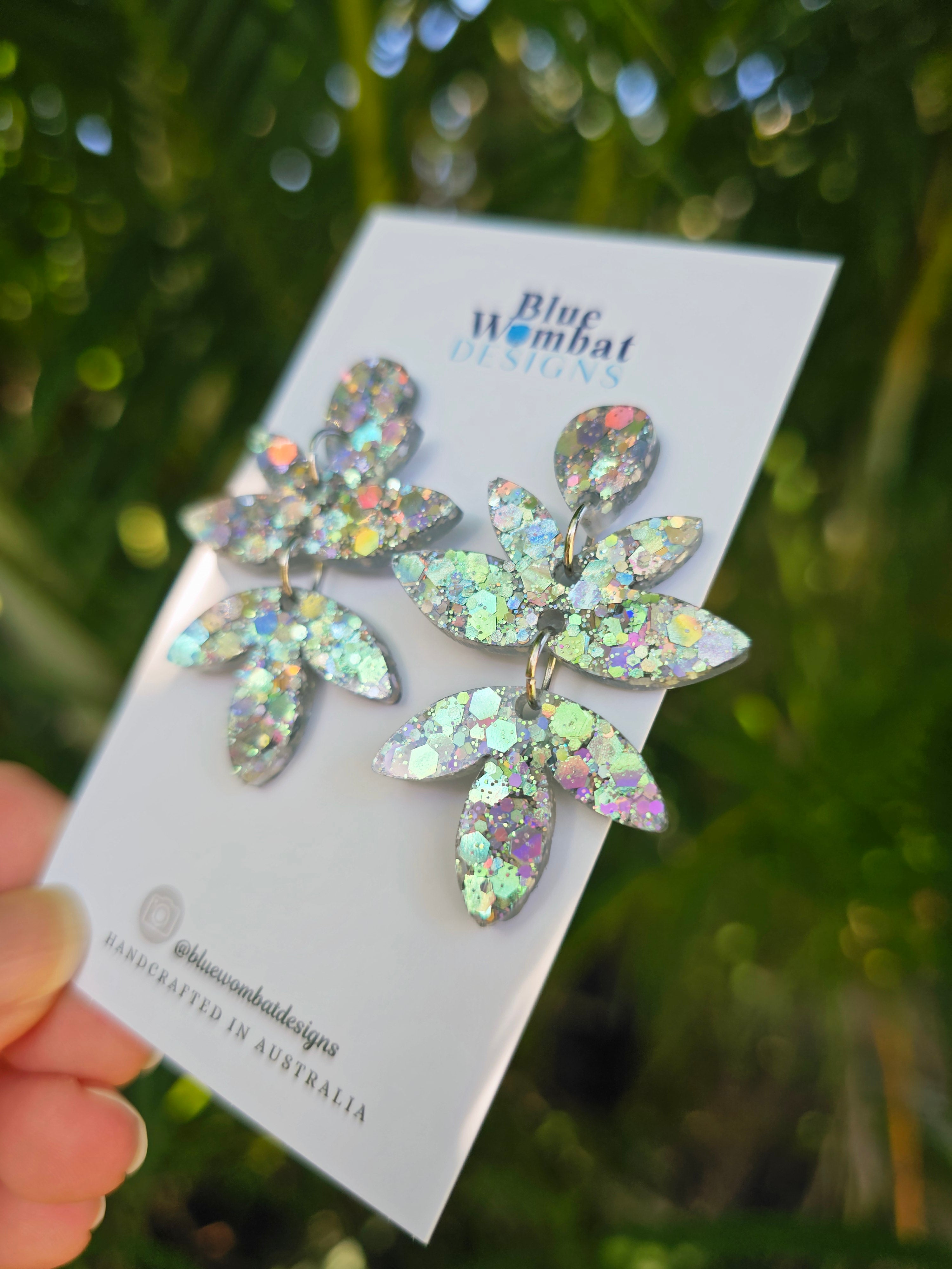 Resin Sparkle Glitter Handmade Dangle Earrings