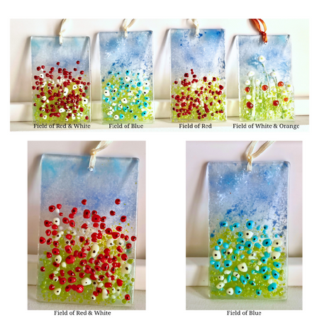 Unique Fused Glass Sun Catchers with Garden Flowers