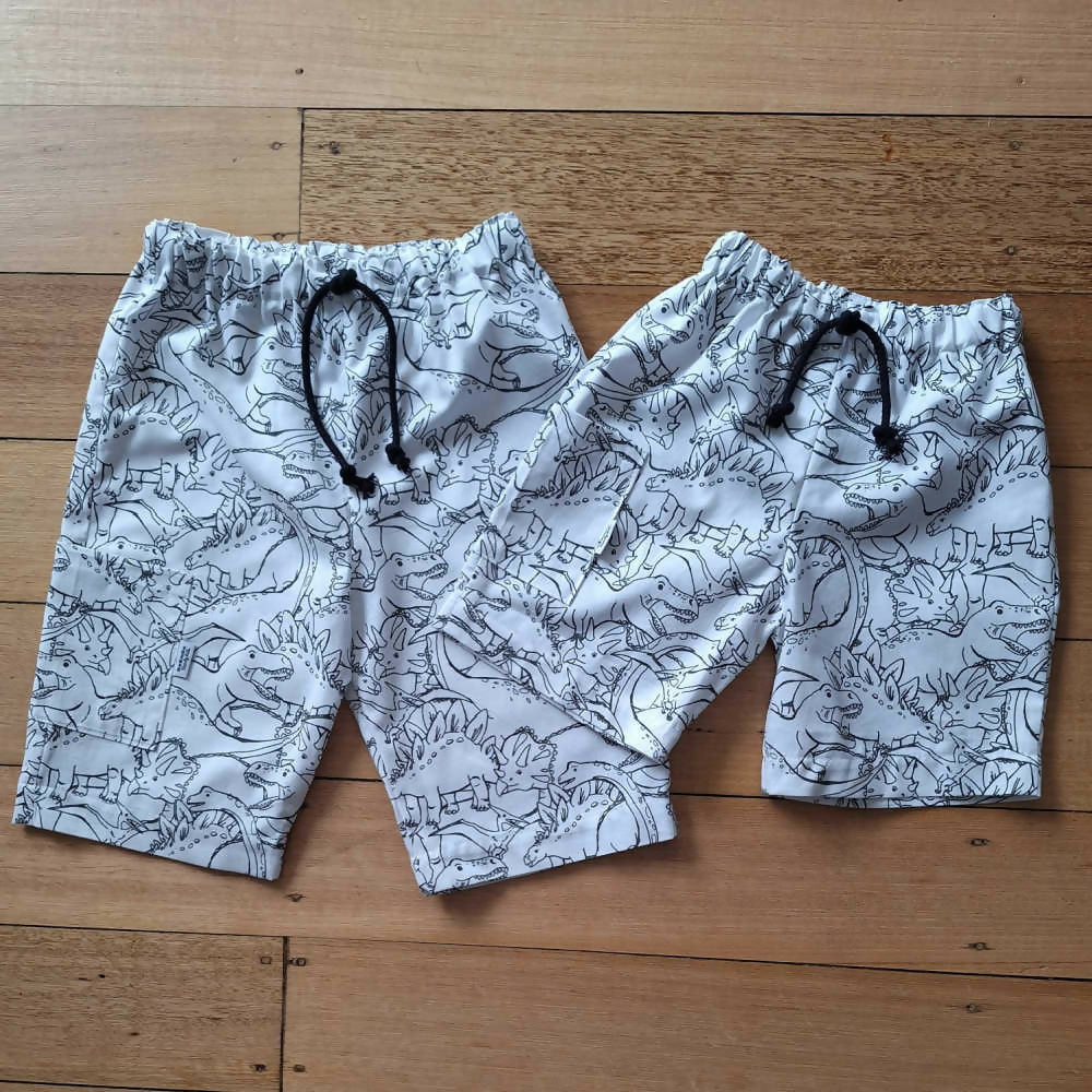 Boys Dinosaur Print Shorts with Pocket | Size 2, 4 or 6 years