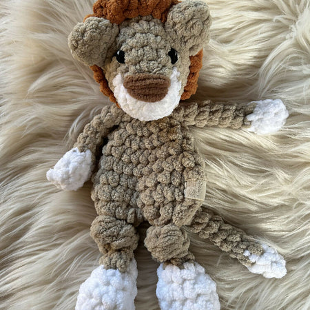 Leo lion Snuggle Buddy- crochet plush toy, comforter, lovey.