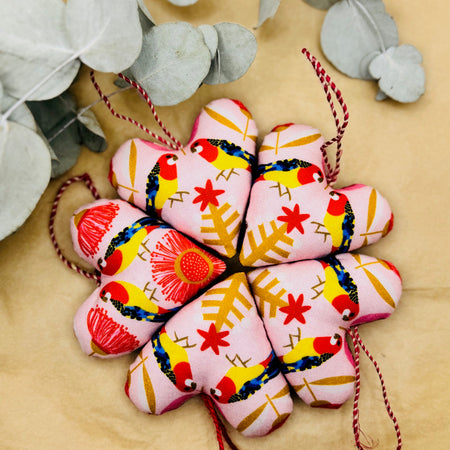 Handmade Bird Christmas hearts