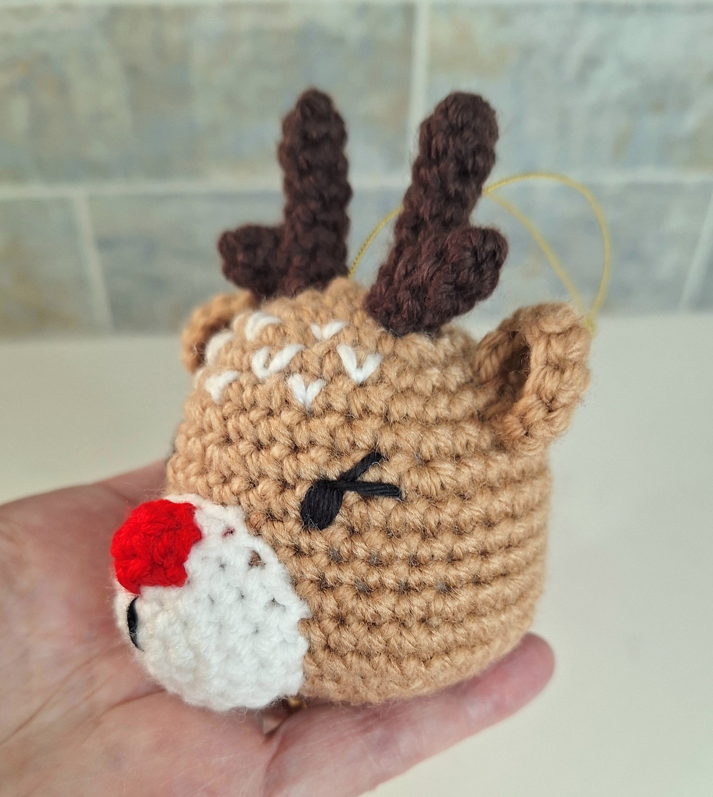 Crocheted Reindeer Christmas Tree Decoration