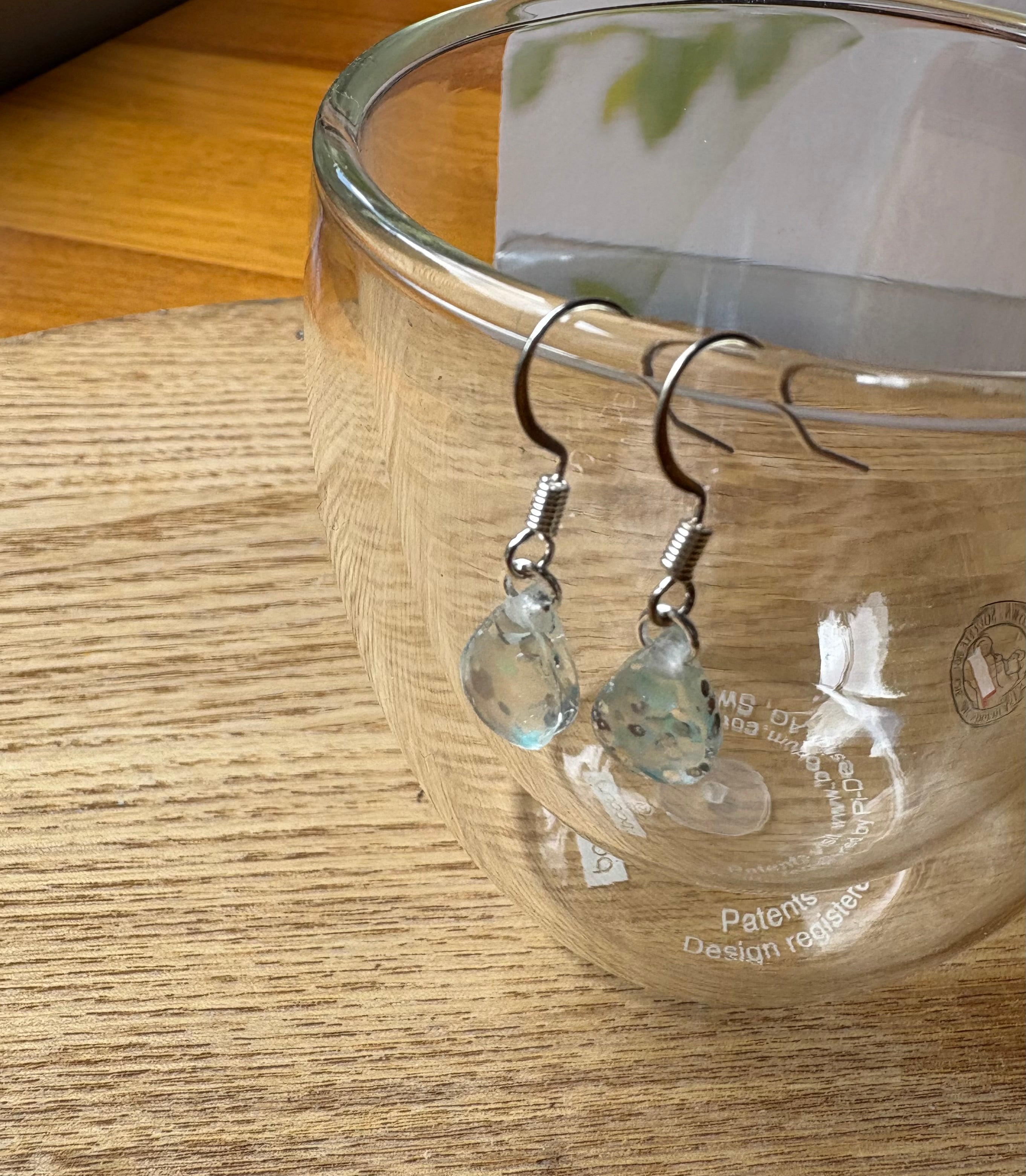 Small Teardrop Resin Earrings- silver