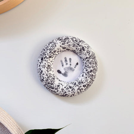 Photo frame, wall hanging Black and white terrazzo pattern