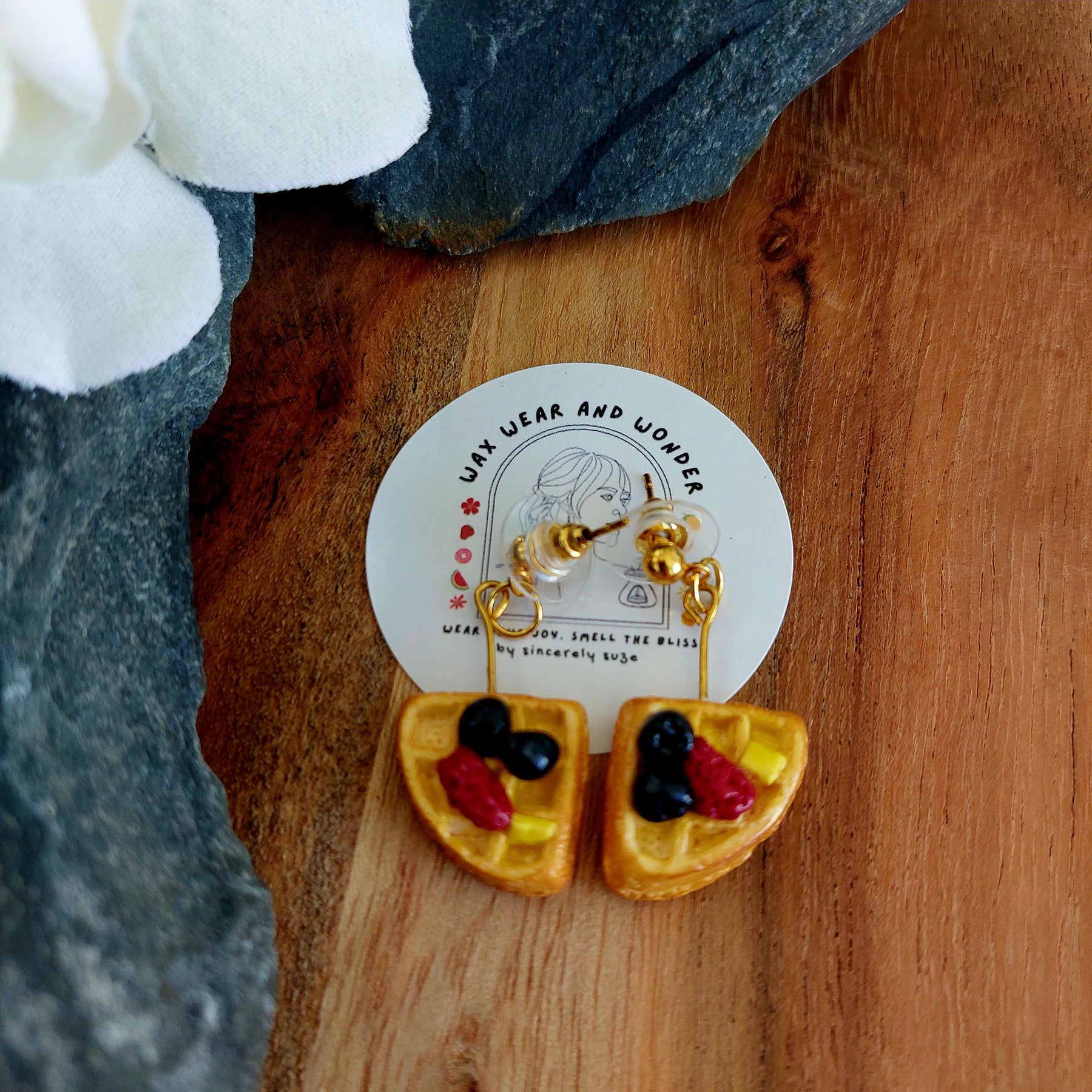 Waffle & Berry Earrings | Food Inspired Statement Earrings