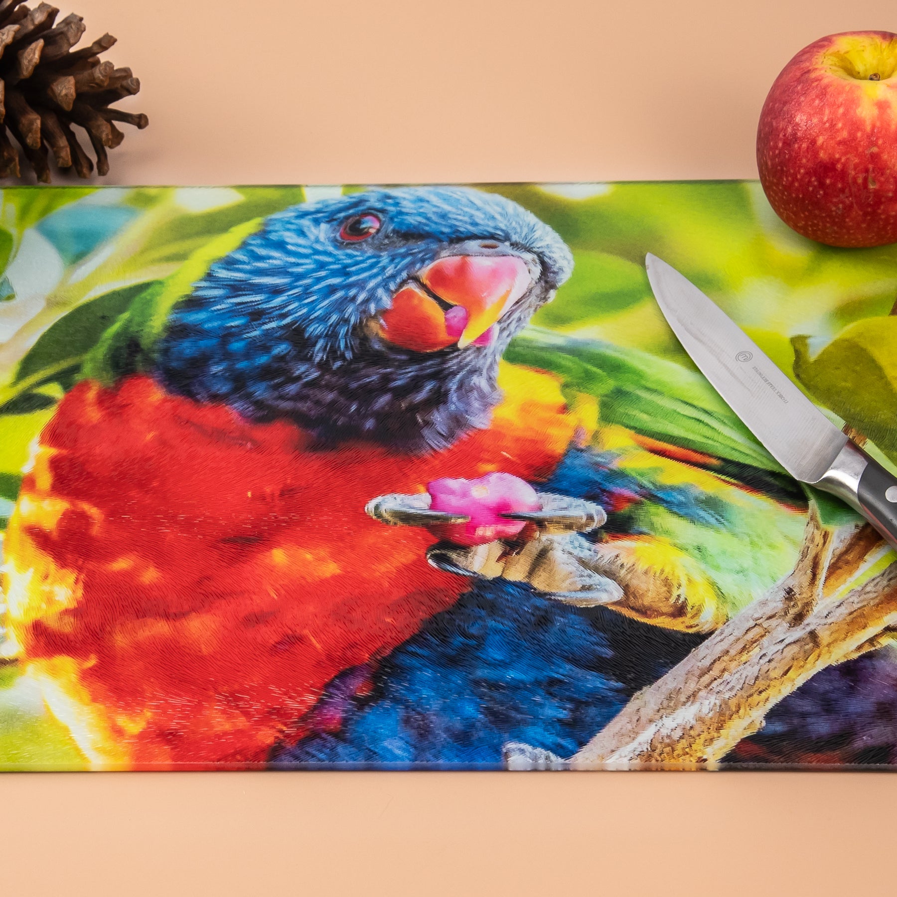 Rainbow Lorikeet Chopping Board - Tempered Glass
