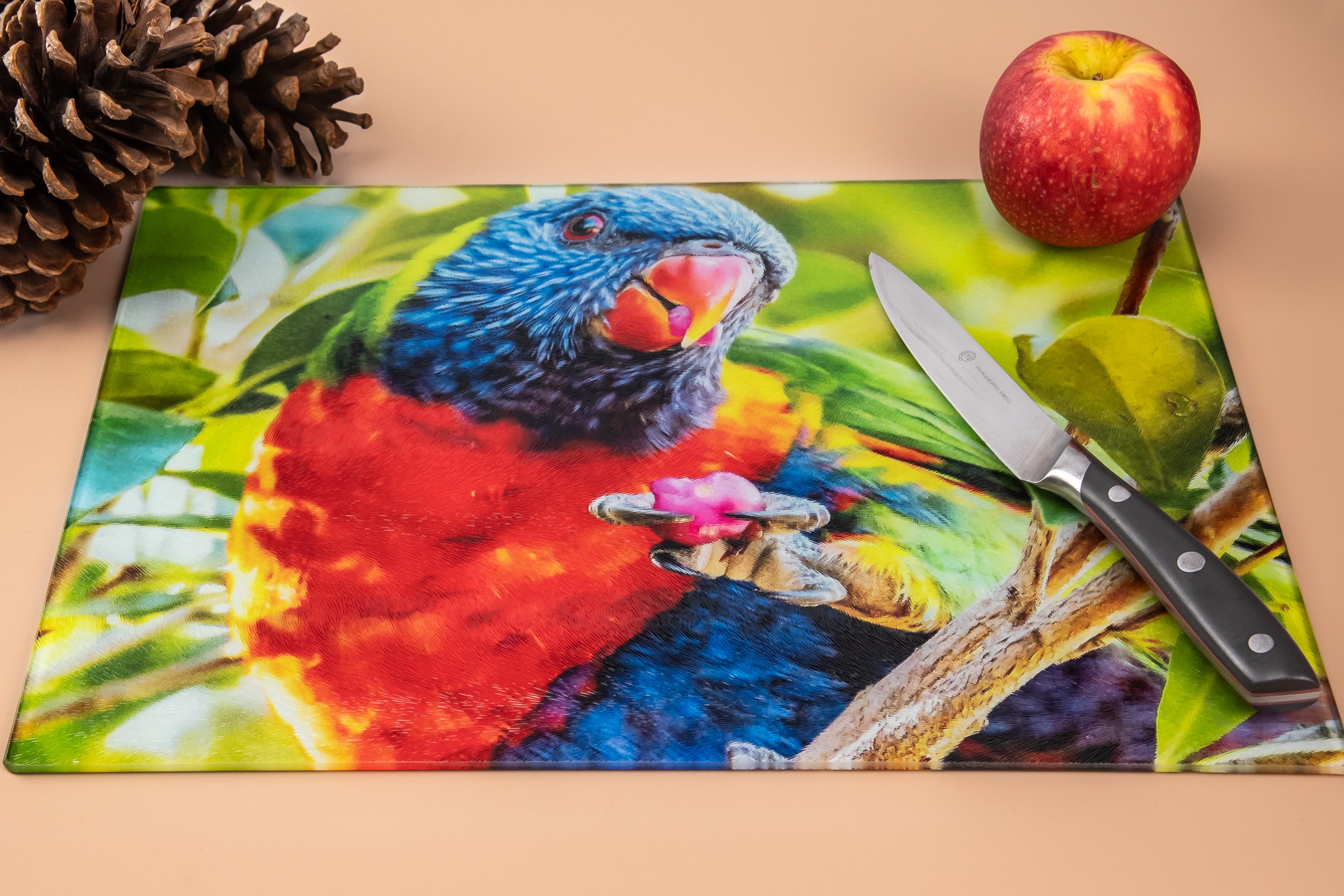 Rainbow Lorikeet Chopping Board - Tempered Glass
