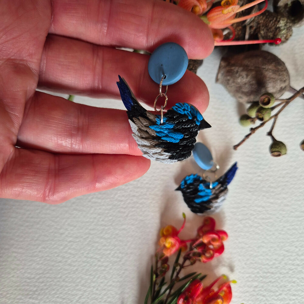 Billy Blue Wren Dangle Earrings (2 sizes available)
