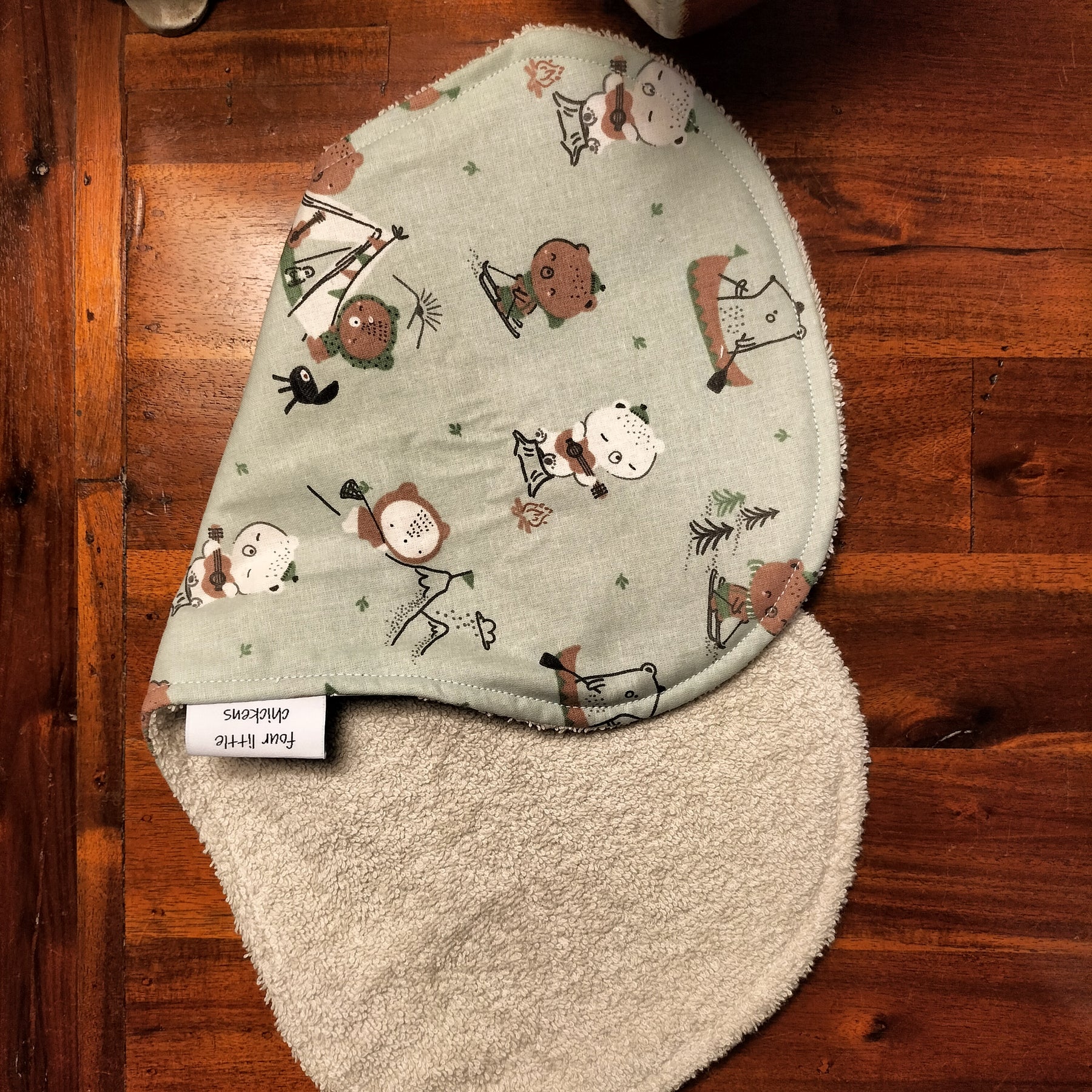 ADVENTURE BEARS BURP CLOTH STONE TOWELLING