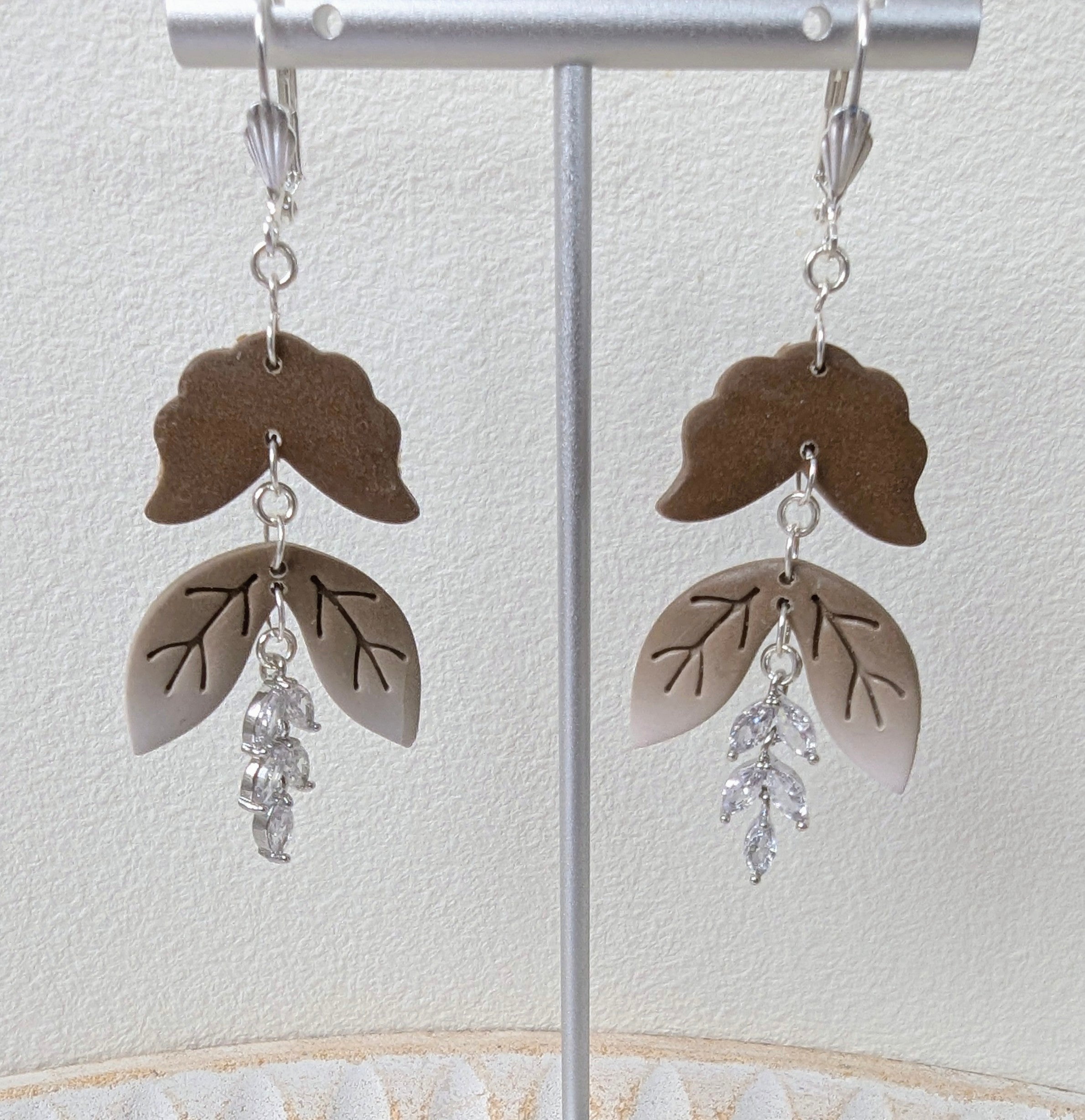 Brown Tones Leaf Earrings. Free Postage!