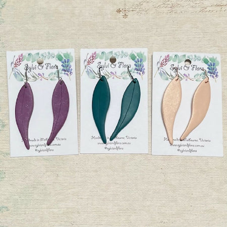 Handmade Eucalyptus Leaf Earrings, various