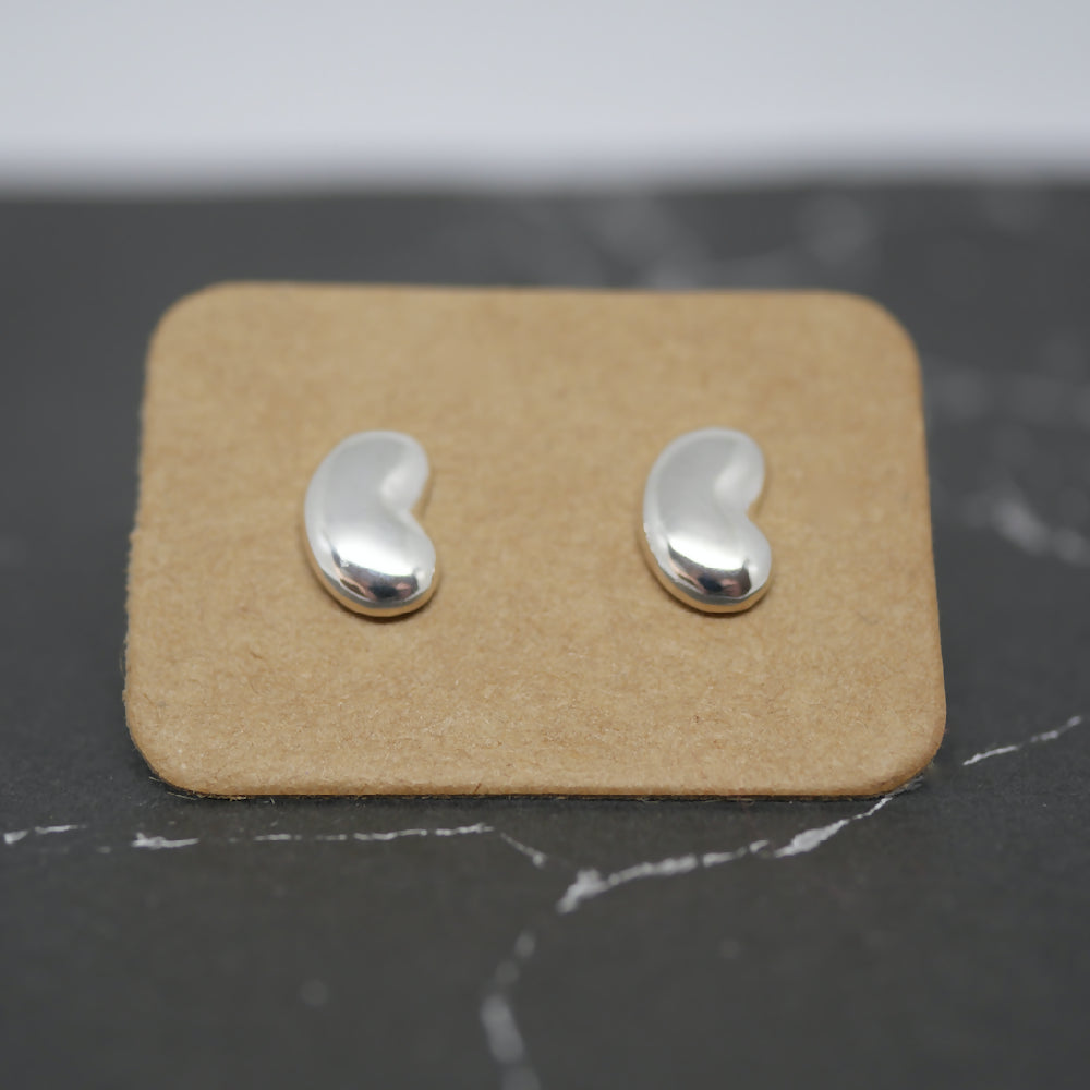 Bean Studs - Handmade Sterling Silver Bean Earrings by Purplefish Designs