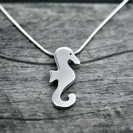Seahorse - Handmade Solid Sterling Silver Pendant with Snake Chain