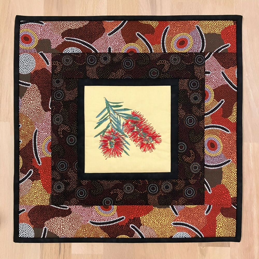 handmade Australian native quilted - bottlebrush