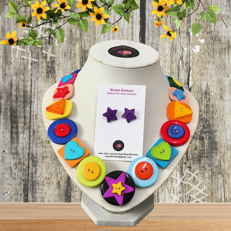 Button necklace and earrings - Shape Fun