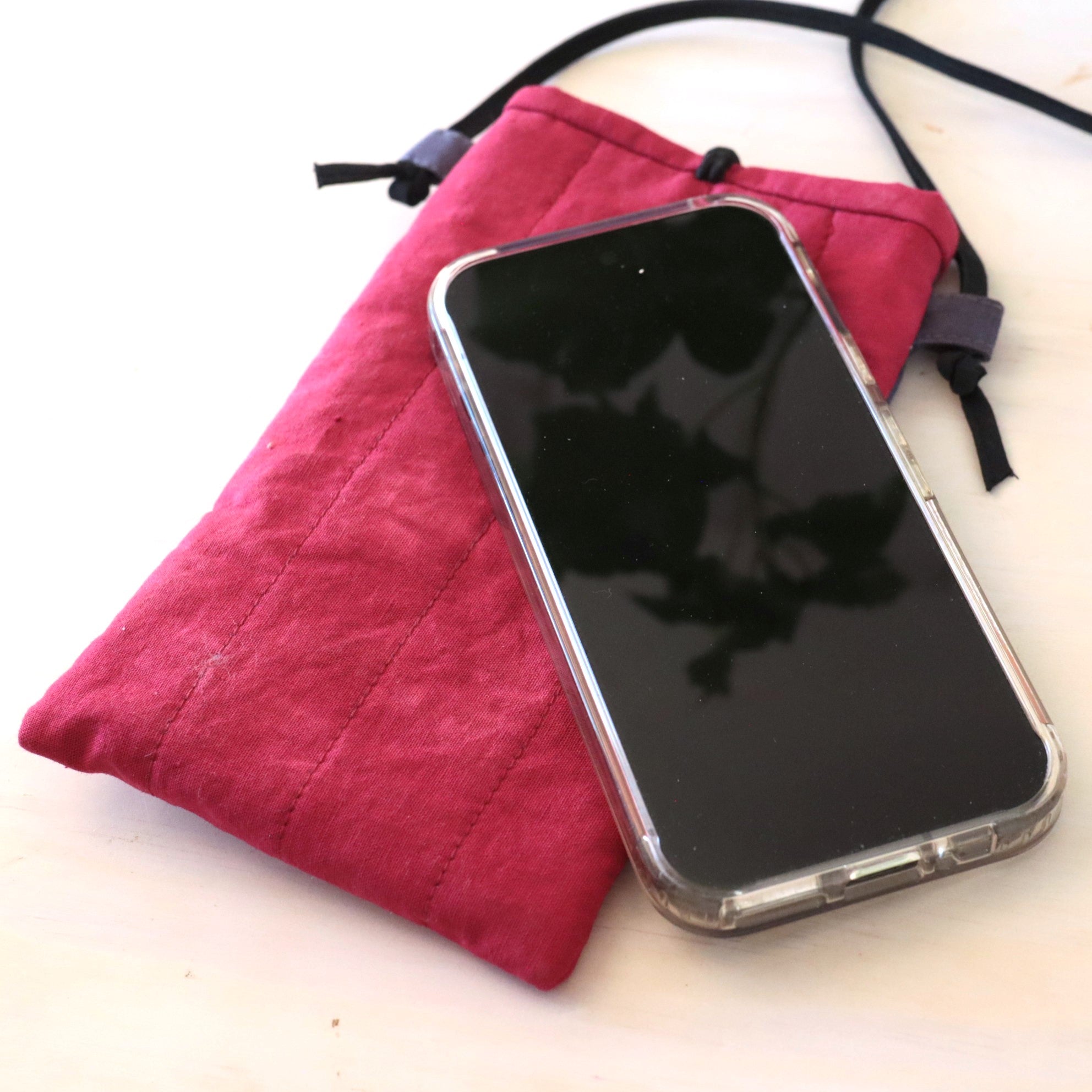 Shibori Tie dyed phone carrier, glasses carrier