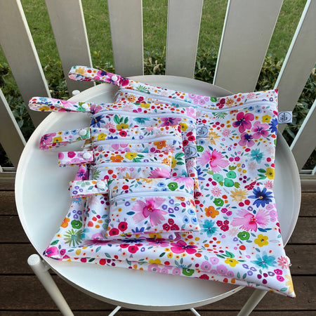 READY MADE Water-resistant wet bags - Spring Party Confetti Ditsy Floral (Ninola Design)