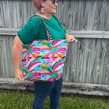 Deb McNaughton Abstract Chameleon Large Tote Bag