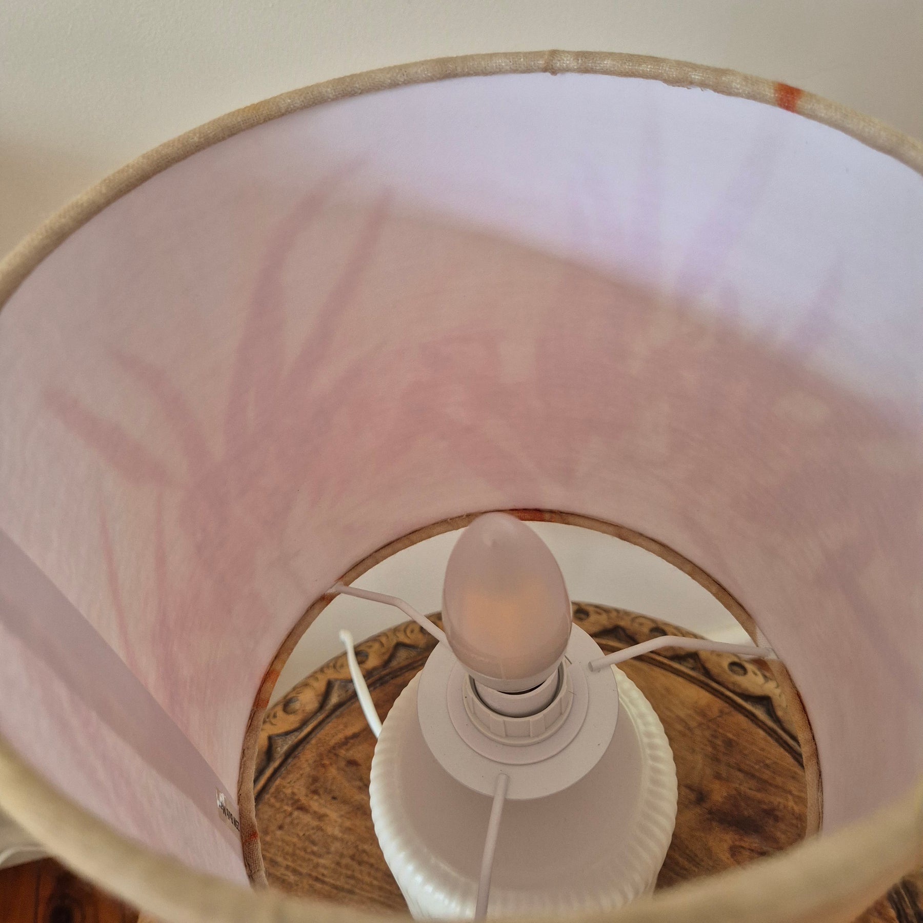Unique lampshade hand printed wool fabric