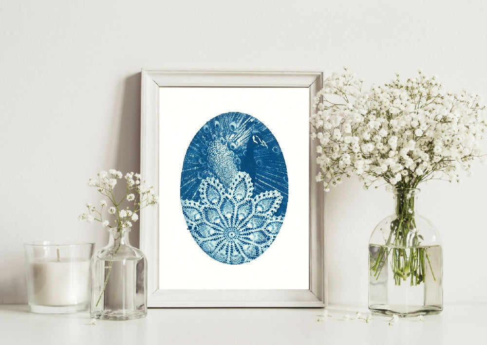 LACEY – peacock cyanotype print