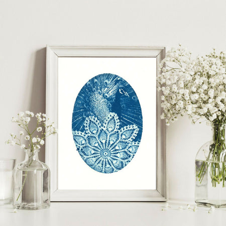 LACEY – peacock cyanotype print