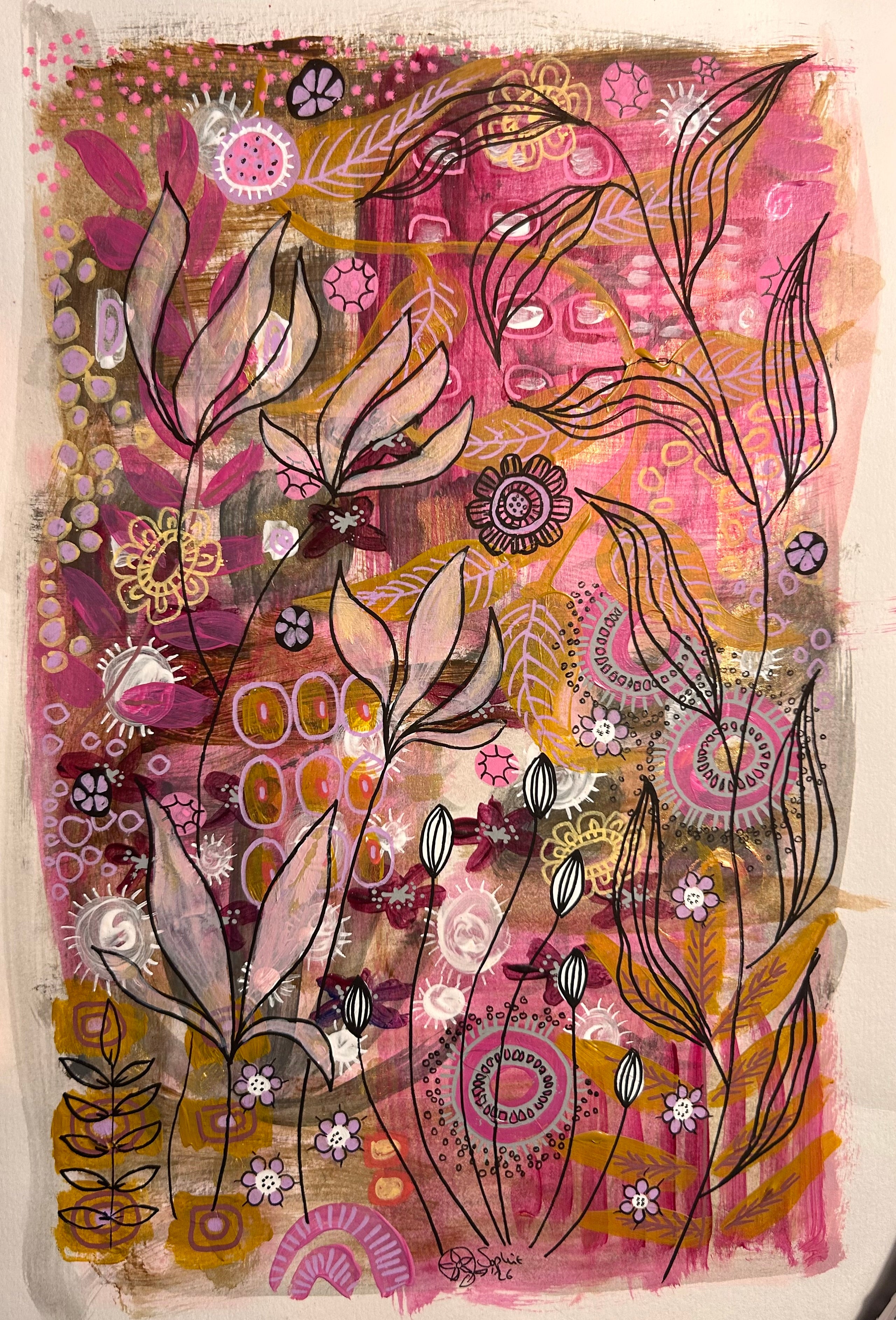 Original hand-painted artwork : Magnolia Tapestry